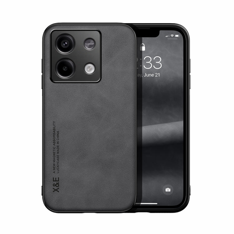 For Xiaomi Redmi Note 13 5G Skin Feel Magnetic Leather Back Phone Case(Dark Grey) - Note 13 Cases by PMC TechLife | Online Shopping South Africa | PMC TechLife