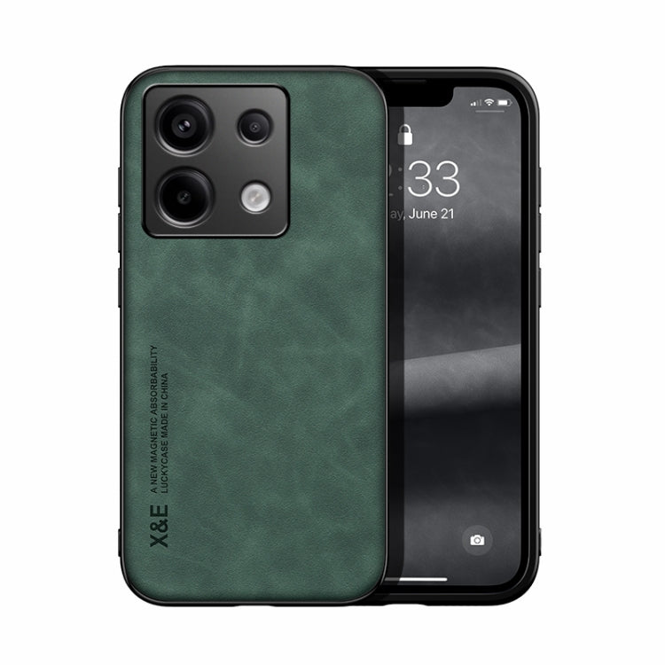 For Xiaomi Redmi Note 13 Pro 5G Skin Feel Magnetic Leather Back Phone Case(Green) - Note 13 Pro Cases by PMC TechLife | Online Shopping South Africa | PMC TechLife | Buy Now Pay Later Mobicred