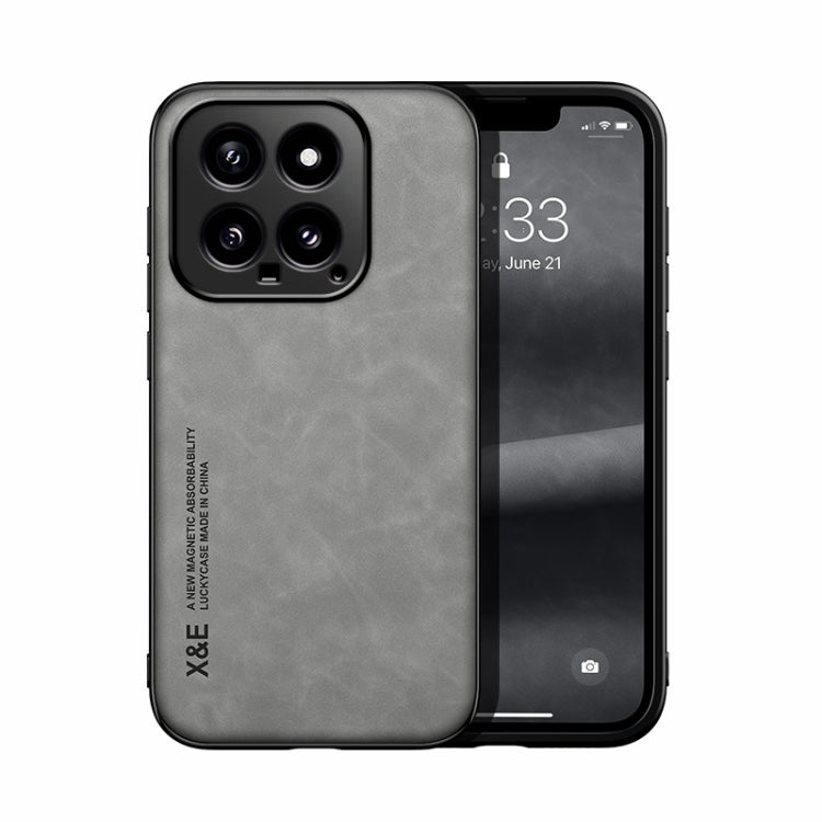 For Xiaomi 14 Skin Feel Magnetic Leather Back Phone Case(Light Grey) - free shipping - PMC TechLife - Order now!