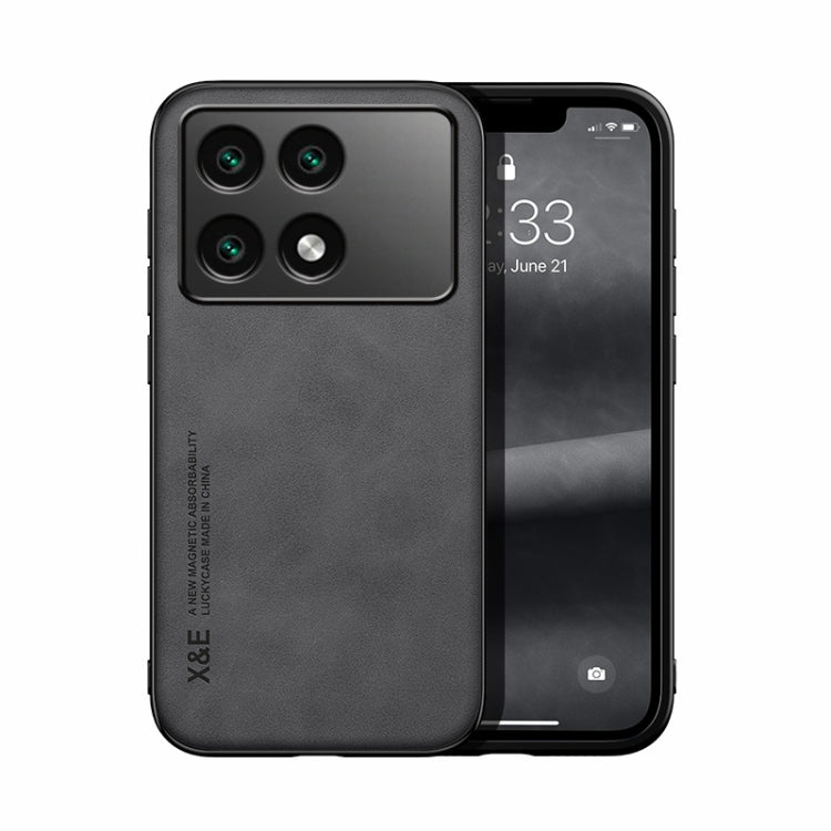 For Xiaomi Redmi K70E Skin Feel Magnetic Leather Back Phone Case(Dark Grey) - K70E Cases by PMC TechLife | Online Shopping South Africa | PMC TechLife | Buy Now Pay Later Mobicred