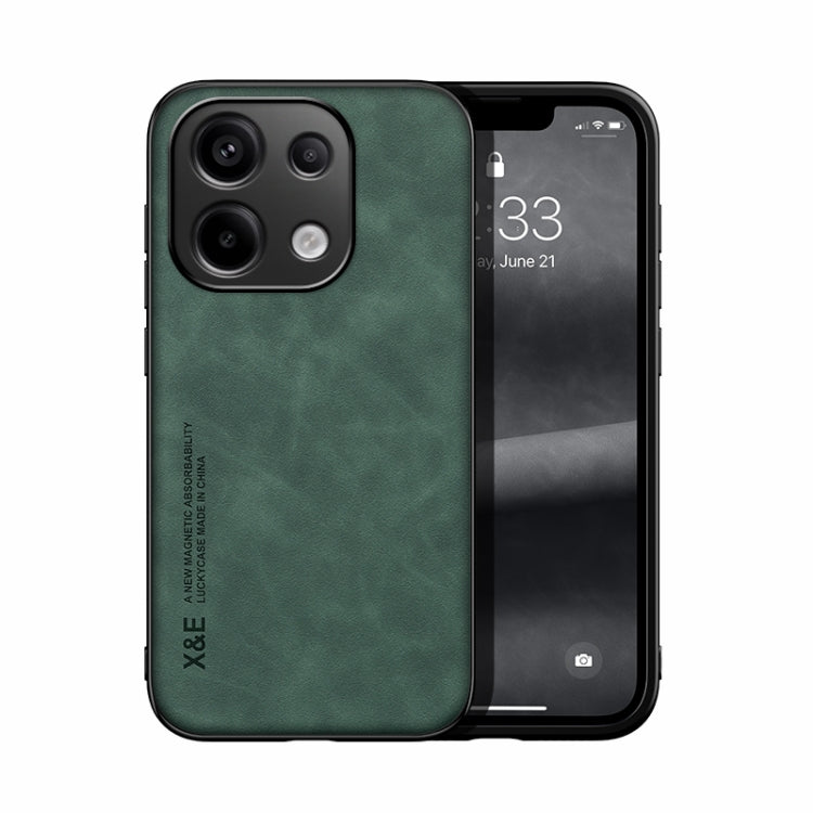 For Xiaomi Redmi Note 13 Pro 4G Skin Feel Magnetic Leather Back Phone Case(Green) - Note 13 Pro Cases by PMC TechLife | Online Shopping South Africa | PMC TechLife | Buy Now Pay Later Mobicred