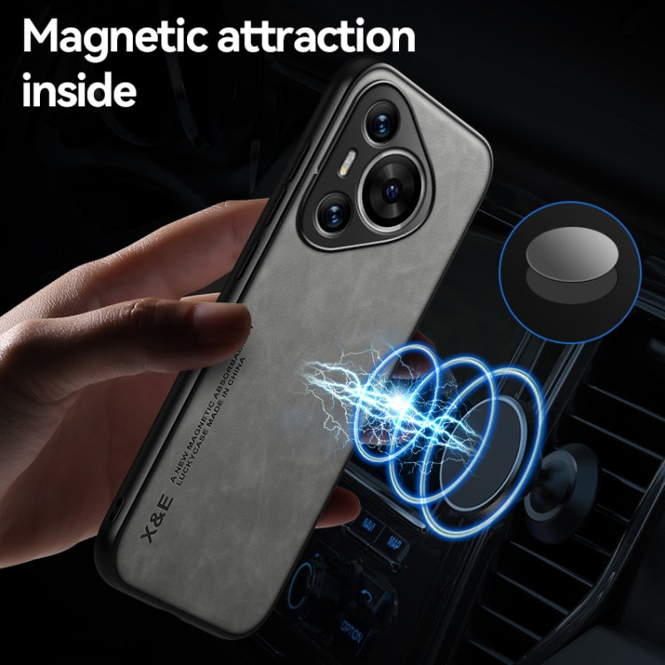 For Huawei Pura 70 Pro Skin Feel Magnetic Leather Back Phone Case(Light Grey) - Huawei Cases by PMC Jewellery | Online Shopping South Africa | PMC Jewellery | Buy Now Pay Later Mobicred