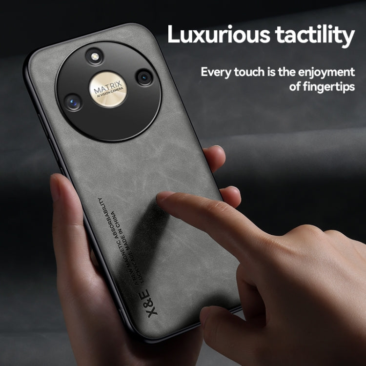 For Honor Magic6 Pro Skin Feel Magnetic Leather Back Phone Case(Light Grey) - Honor Cases by PMC TechLife | Online Shopping South Africa | PMC TechLife | Buy Now Pay Later Mobicred
