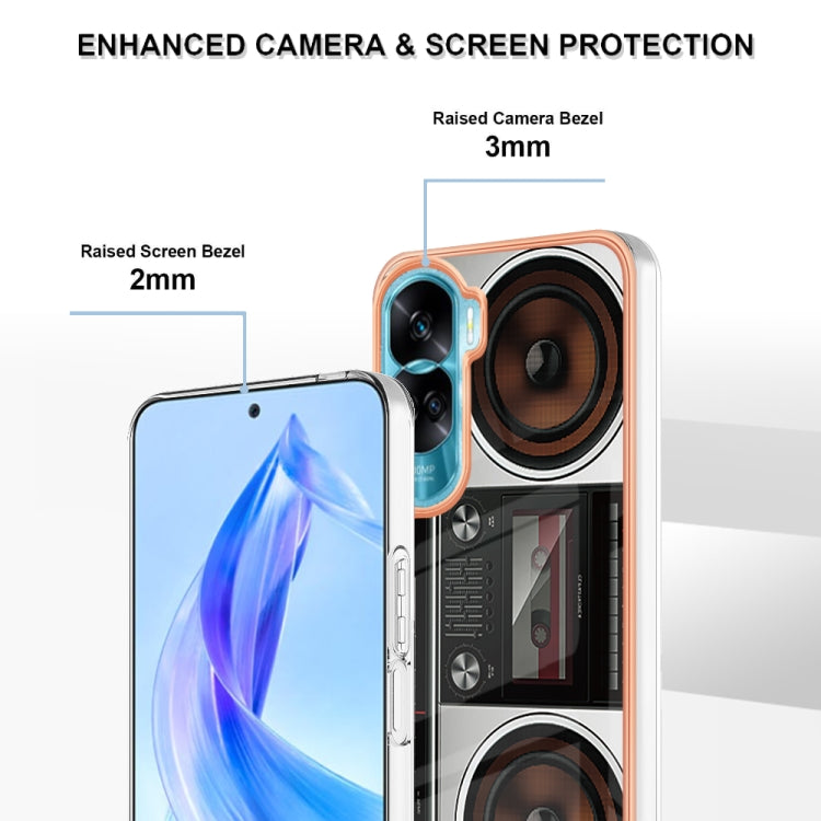 For Honor 90 Lite 5G Electroplating Marble Dual-side IMD Phone Case(Retro Radio) - Honor Cases by PMC TechLife | Online Shopping South Africa | PMC TechLife | Buy Now Pay Later Mobicred