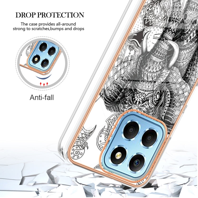 For Honor X8 5G / X6 4G Electroplating Marble Dual-side IMD Phone Case(Totem Elephant) - Honor Cases by PMC TechLife | Online Shopping South Africa | PMC TechLife | Buy Now Pay Later Mobicred