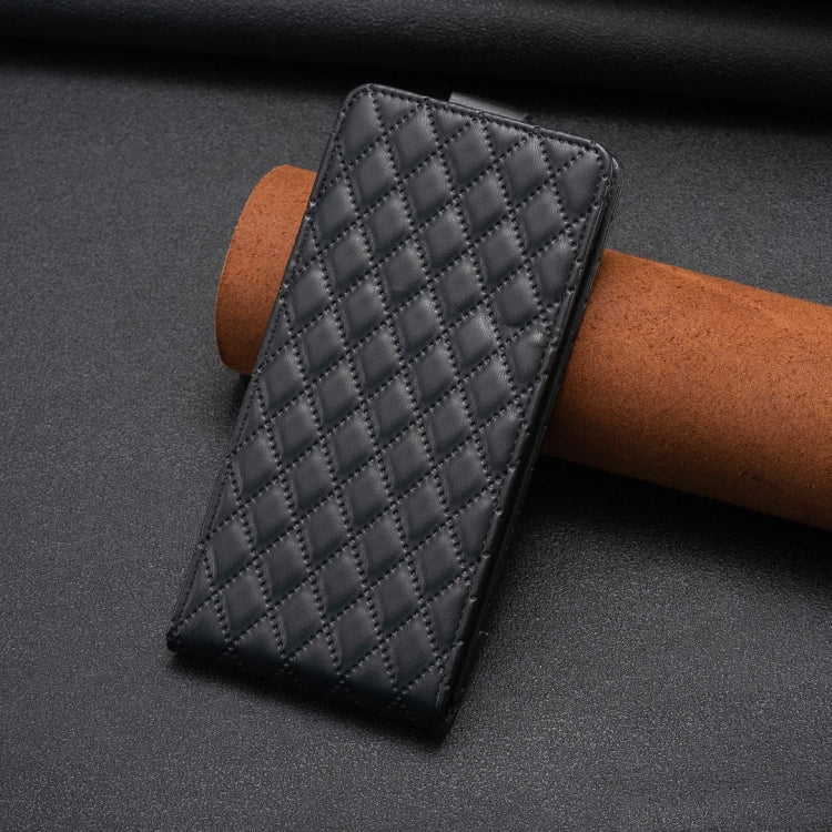 For Redmi Note 12 5G Global Diamond Lattice Vertical Flip Leather Phone Case(Black) - Xiaomi Cases by PMC Jewellery | Online Shopping South Africa | PMC Jewellery | Buy Now Pay Later Mobicred