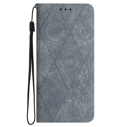 For iPhone 16 Pro Ethnic Embossed Adsorption Leather Phone Case(Grey) - iPhone 16 Pro Cases by PMC Jewellery | Online Shopping South Africa | PMC Jewellery | Buy Now Pay Later Mobicred