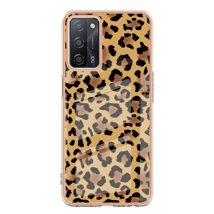 For OPPO A55 5G / A53s 5G / A54 4G Electroplating Marble Dual-side IMD Phone Case(Leopard Print) - OPPO Cases by PMC Jewellery | Online Shopping South Africa | PMC Jewellery | Buy Now Pay Later Mobicred