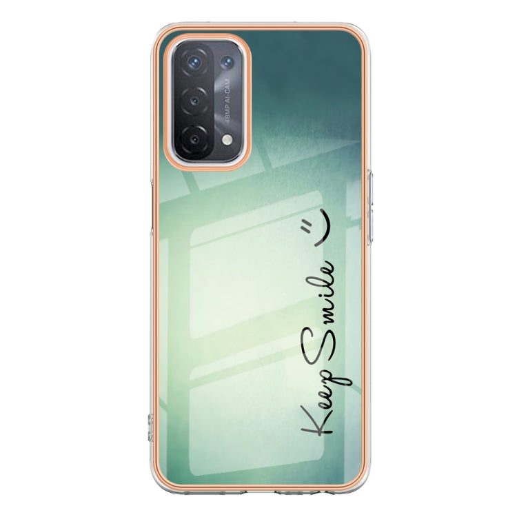 For OPPO A74 / A93 5G / A54 5G / A93s 5G Electroplating Marble Dual-side IMD Phone Case(Smile) - OPPO Cases by PMC Jewellery | Online Shopping South Africa | PMC Jewellery | Buy Now Pay Later Mobicred