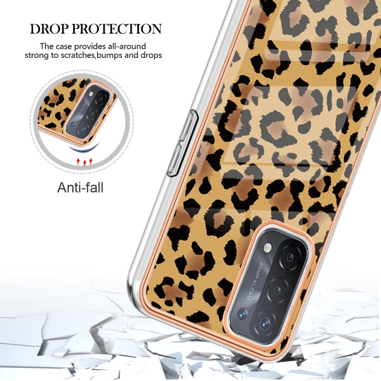 For OPPO A74 / A93 5G / A54 5G / A93s 5G Electroplating Marble Dual-side IMD Phone Case(Leopard Print) - OPPO Cases by PMC TechLife | Online Shopping South Africa | PMC TechLife | Buy Now Pay Later Mobicred