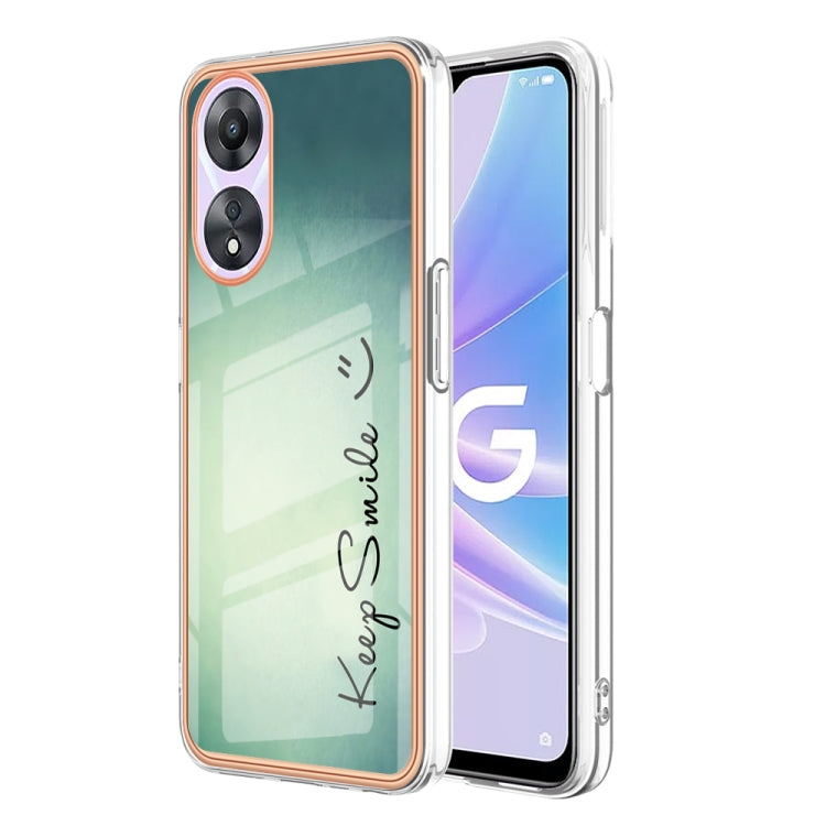 For OPPO A78 / A58 Electroplating Marble Dual-side IMD Phone Case(Smile) - OPPO Cases by PMC TechLife | Online Shopping South Africa | PMC TechLife | Buy Now Pay Later Mobicred