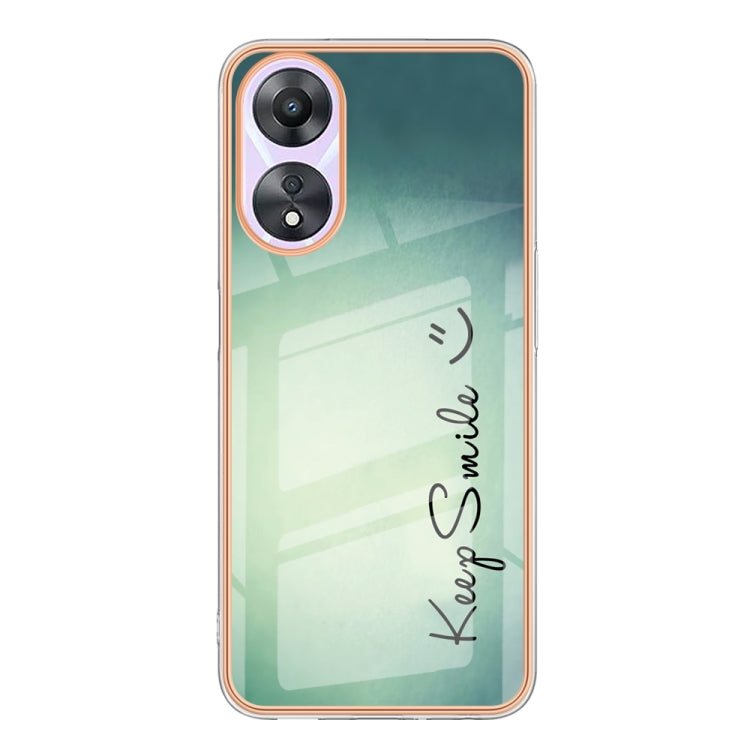 For OPPO A78 / A58 Electroplating Marble Dual-side IMD Phone Case(Smile) - OPPO Cases by PMC TechLife | Online Shopping South Africa | PMC TechLife | Buy Now Pay Later Mobicred