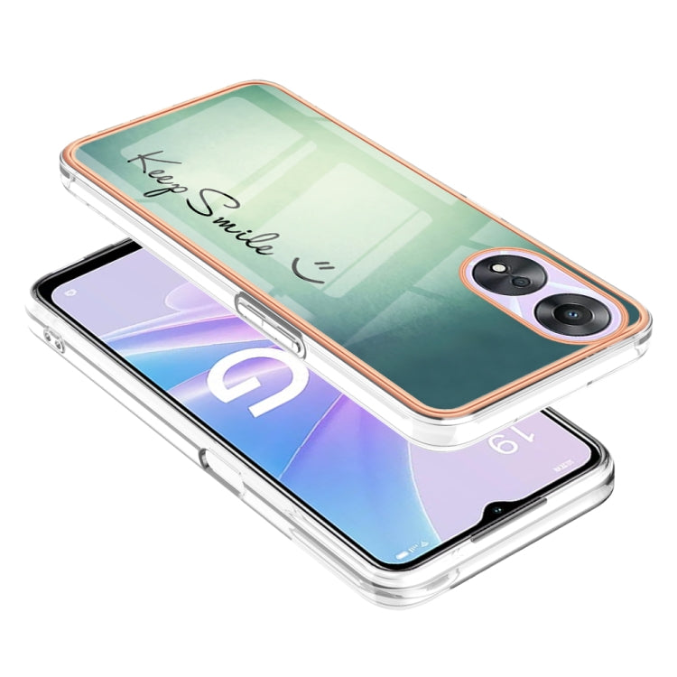 For OPPO A78 / A58 Electroplating Marble Dual-side IMD Phone Case(Smile) - OPPO Cases by PMC TechLife | Online Shopping South Africa | PMC TechLife | Buy Now Pay Later Mobicred