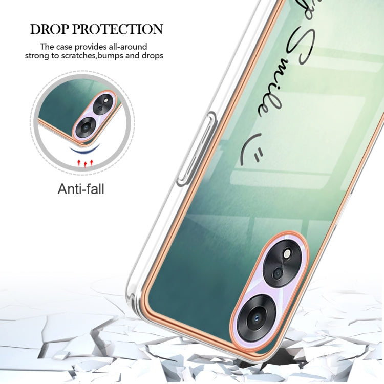For OPPO A78 / A58 Electroplating Marble Dual-side IMD Phone Case(Smile) - OPPO Cases by PMC TechLife | Online Shopping South Africa | PMC TechLife | Buy Now Pay Later Mobicred