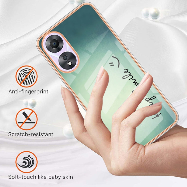 For OPPO A78 / A58 Electroplating Marble Dual-side IMD Phone Case(Smile) - OPPO Cases by PMC TechLife | Online Shopping South Africa | PMC TechLife | Buy Now Pay Later Mobicred