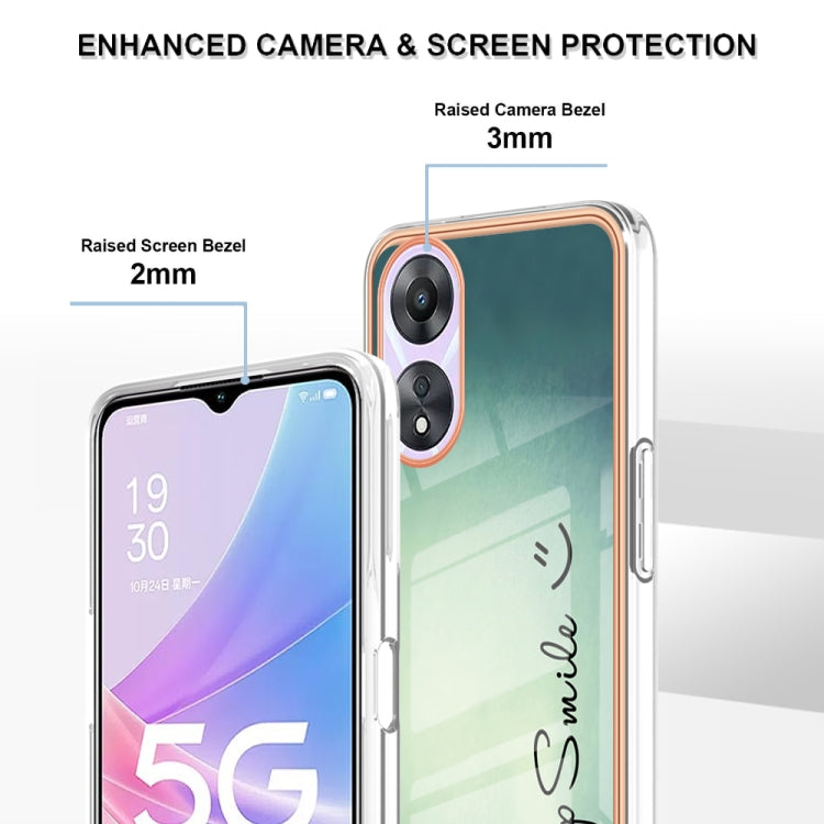 For OPPO A78 / A58 Electroplating Marble Dual-side IMD Phone Case(Smile) - OPPO Cases by PMC TechLife | Online Shopping South Africa | PMC TechLife | Buy Now Pay Later Mobicred