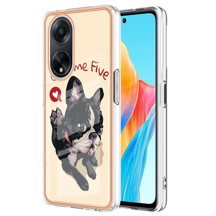 For OPPO A98 Electroplating Marble Dual-side IMD Phone Case(Lucky Dog) - OPPO Cases by PMC TechLife | Online Shopping South Africa | PMC TechLife | Buy Now Pay Later Mobicred
