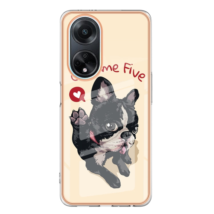 For OPPO A98 Electroplating Marble Dual-side IMD Phone Case(Lucky Dog) - OPPO Cases by PMC TechLife | Online Shopping South Africa | PMC TechLife | Buy Now Pay Later Mobicred