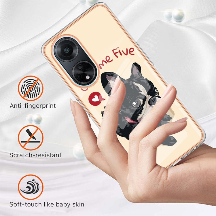 For OPPO A98 Electroplating Marble Dual-side IMD Phone Case(Lucky Dog) - OPPO Cases by PMC TechLife | Online Shopping South Africa | PMC TechLife | Buy Now Pay Later Mobicred