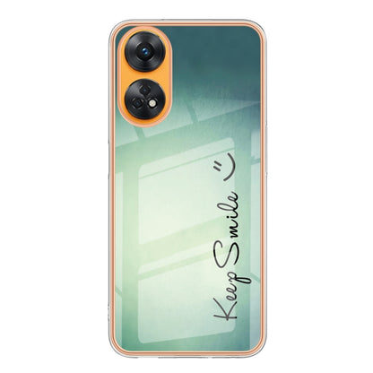 For OPPO Reno8 T 4G Electroplating Marble Dual-side IMD Phone Case(Smile) - OPPO Cases by PMC Jewellery | Online Shopping South Africa | PMC Jewellery | Buy Now Pay Later Mobicred