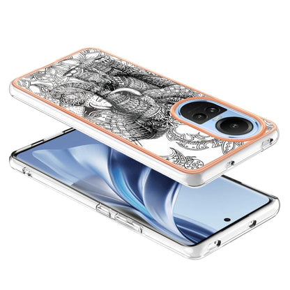 For OPPO Reno10 5G Global Electroplating Marble Dual-side IMD Phone Case(Totem Elephant) - OPPO Cases by PMC Jewellery | Online Shopping South Africa | PMC Jewellery | Buy Now Pay Later Mobicred