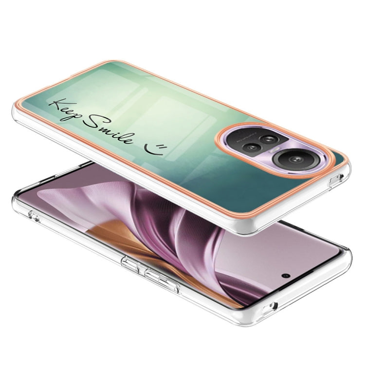 For OPPO Reno10 Pro 5G Global Electroplating Marble Dual-side IMD Phone Case(Smile) - OPPO Cases by PMC Jewellery | Online Shopping South Africa | PMC Jewellery | Buy Now Pay Later Mobicred