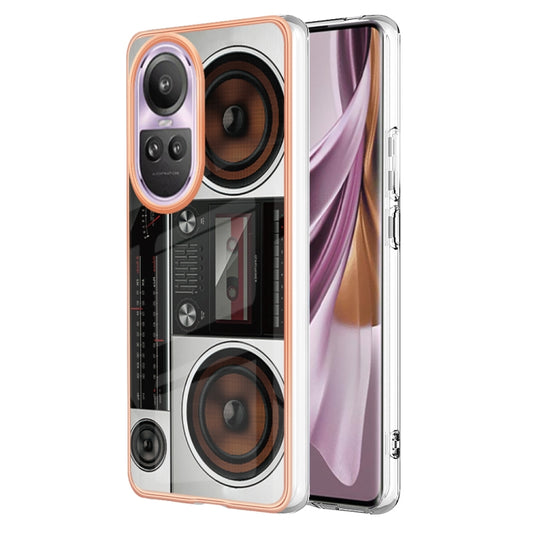 For OPPO Reno10 Pro 5G Global Electroplating Marble Dual-side IMD Phone Case(Retro Radio) - OPPO Cases by PMC Jewellery | Online Shopping South Africa | PMC Jewellery | Buy Now Pay Later Mobicred