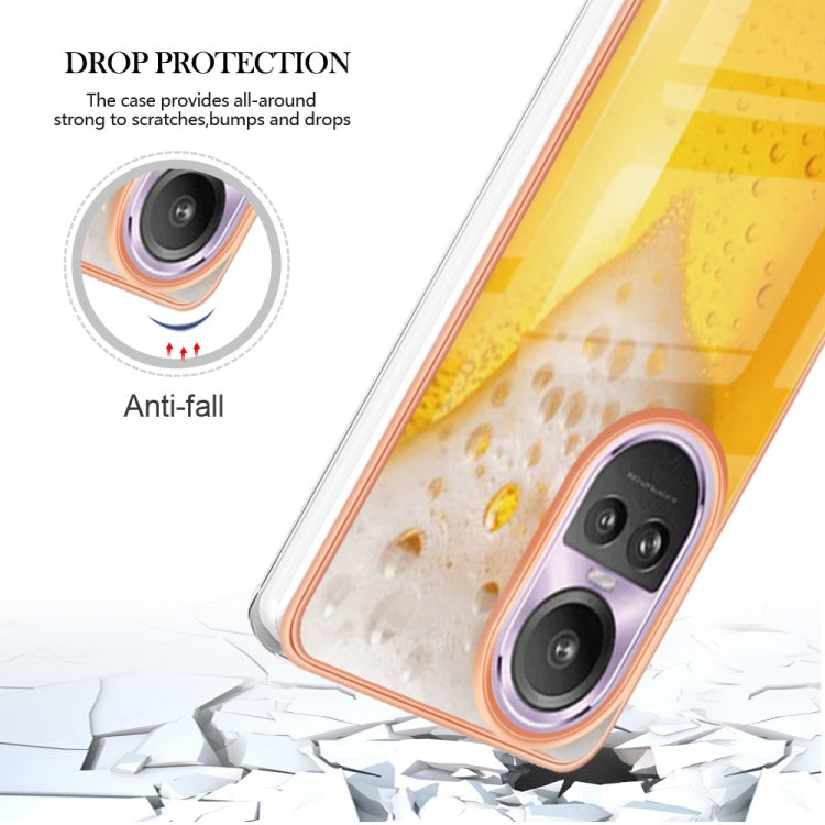 For OPPO Reno10 Pro 5G Global Electroplating Marble Dual-side IMD Phone Case(Draft Beer) - OPPO Cases by PMC Jewellery | Online Shopping South Africa | PMC Jewellery | Buy Now Pay Later Mobicred