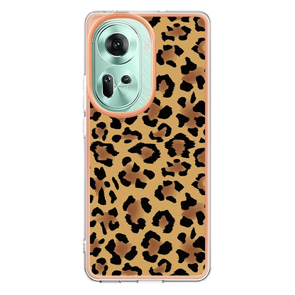 For OPPO Reno11 5G Global Electroplating Marble Dual-side IMD Phone Case(Leopard Print) - Reno11 Cases by PMC Jewellery | Online Shopping South Africa | PMC Jewellery | Buy Now Pay Later Mobicred