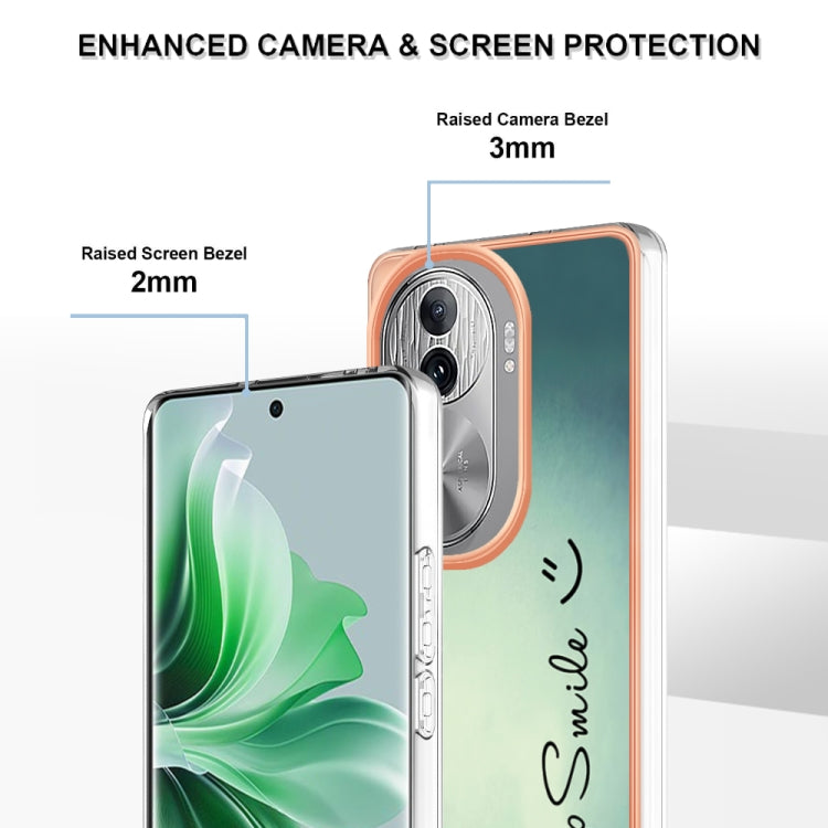 For OPPO Reno11 Pro 5G Global Electroplating Marble Dual-side IMD Phone Case(Smile) - Reno11 Pro Cases by PMC Jewellery | Online Shopping South Africa | PMC Jewellery | Buy Now Pay Later Mobicred