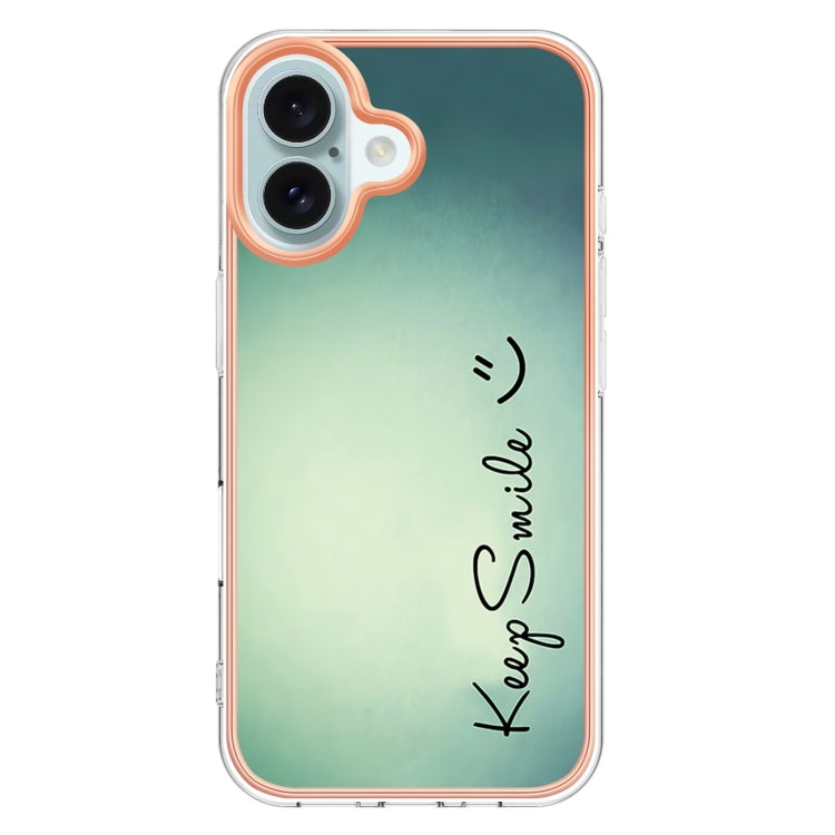 For iPhone 16 Electroplating Marble Dual-side IMD Phone Case(Smile) - iPhone 16 Cases by PMC Jewellery | Online Shopping South Africa | PMC Jewellery | Buy Now Pay Later Mobicred