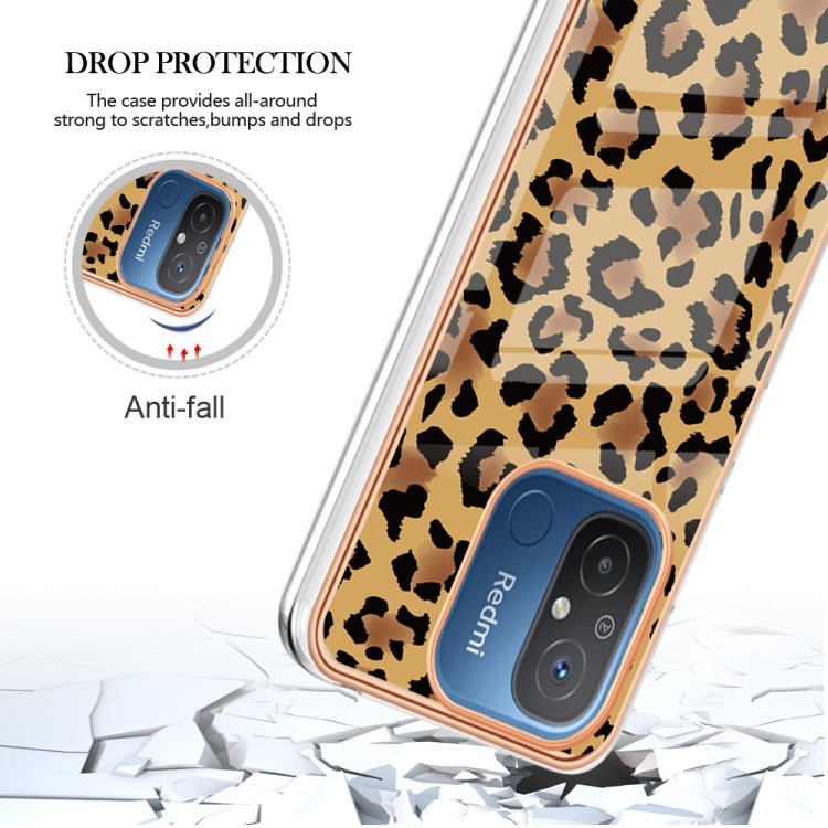 For Xiaomi Redmi 12C / 11A 4G Electroplating Marble Dual-side IMD Phone Case(Leopard Print) - Xiaomi Cases by PMC TechLife | Online Shopping South Africa | PMC TechLife | Buy Now Pay Later Mobicred