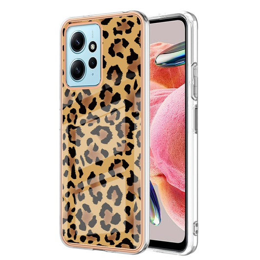 For Xiaomi Redmi Note 12 4G Electroplating Marble Dual-side IMD Phone Case(Leopard Print) - Xiaomi Cases by PMC Jewellery | Online Shopping South Africa | PMC Jewellery | Buy Now Pay Later Mobicred