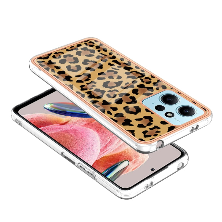 For Xiaomi Redmi Note 12 4G Electroplating Marble Dual-side IMD Phone Case(Leopard Print) - Xiaomi Cases by PMC Jewellery | Online Shopping South Africa | PMC Jewellery | Buy Now Pay Later Mobicred