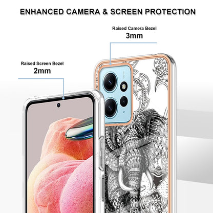 For Xiaomi Redmi Note 12 4G Electroplating Marble Dual-side IMD Phone Case(Totem Elephant) - Xiaomi Cases by PMC Jewellery | Online Shopping South Africa | PMC Jewellery | Buy Now Pay Later Mobicred