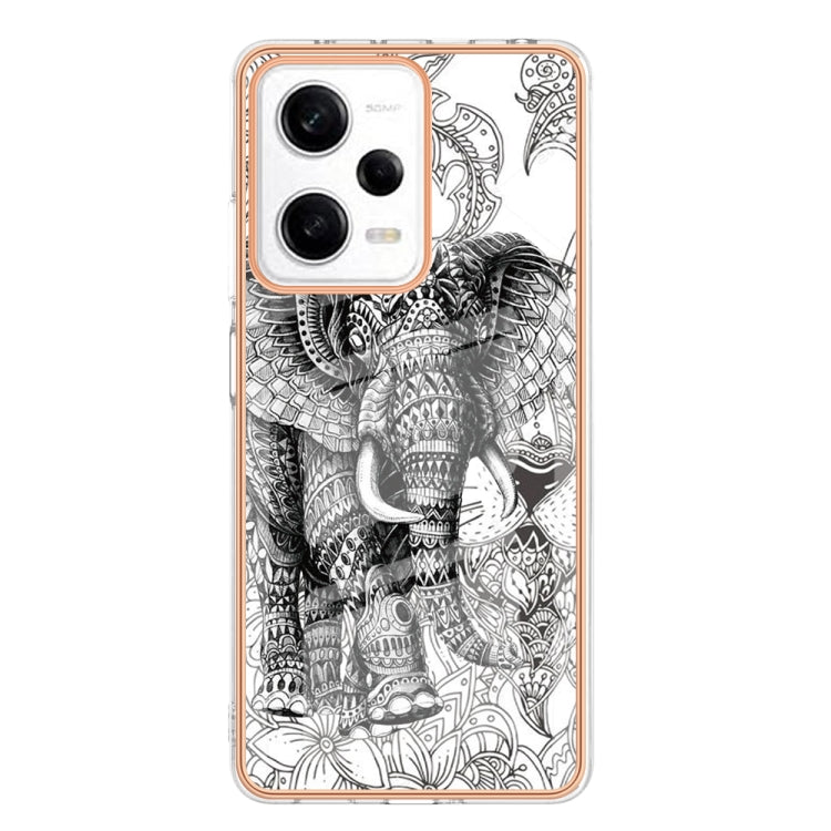 For Xiaomi Redmi Note 12 Pro 5G Global Electroplating Marble Dual-side IMD Phone Case(Totem Elephant) - Xiaomi Cases by PMC TechLife | Online Shopping South Africa | PMC TechLife | Buy Now Pay Later Mobicred