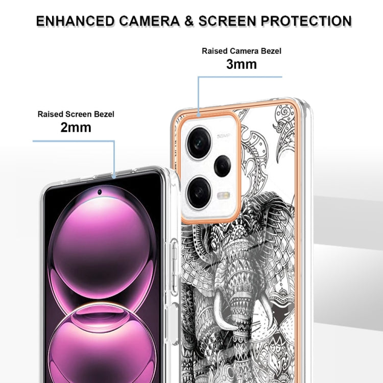 For Xiaomi Redmi Note 12 Pro 5G Global Electroplating Marble Dual-side IMD Phone Case(Totem Elephant) - Xiaomi Cases by PMC Jewellery | Online Shopping South Africa | PMC Jewellery | Buy Now Pay Later Mobicred