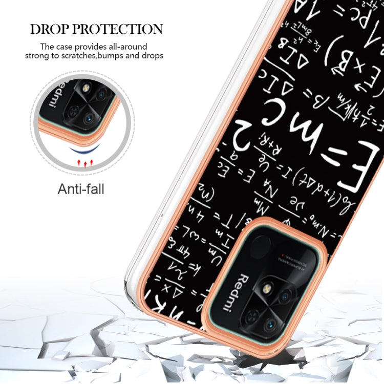 For Xiaomi Redmi 10C Electroplating Marble Dual-side IMD Phone Case(Equation) - Xiaomi Cases by PMC TechLife | Online Shopping South Africa | PMC TechLife | Buy Now Pay Later Mobicred