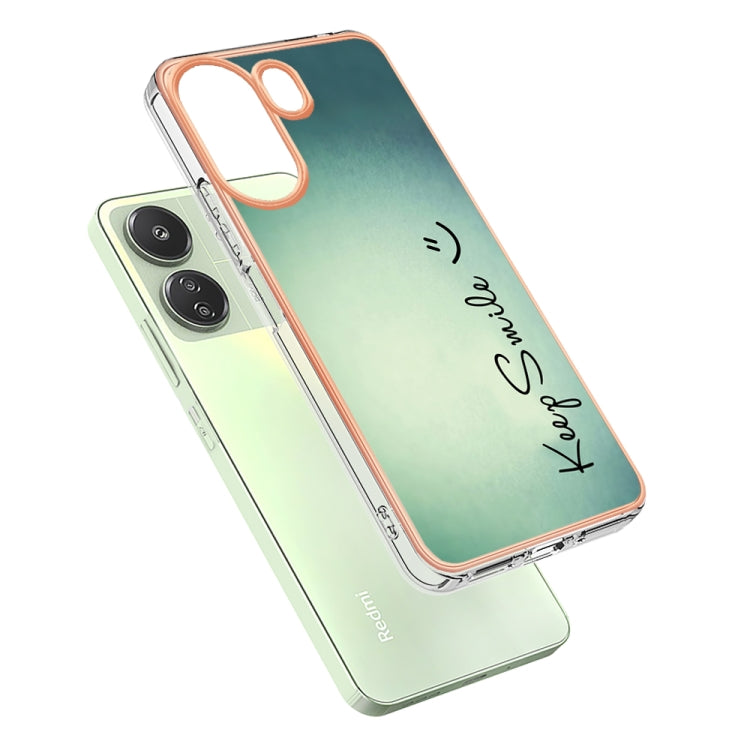 For Xiaomi Redmi 13C 4G Electroplating Marble Dual-side IMD Phone Case(Smile) - 13C Cases by PMC TechLife | Online Shopping South Africa | PMC TechLife | Buy Now Pay Later Mobicred