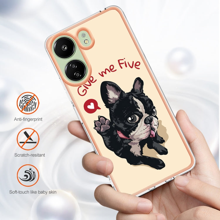 For Xiaomi Redmi 13C 4G Electroplating Marble Dual-side IMD Phone Case(Lucky Dog) - 13C Cases by PMC TechLife | Online Shopping South Africa | PMC TechLife | Buy Now Pay Later Mobicred