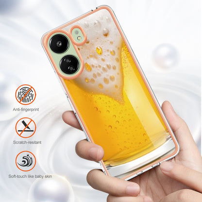 For Xiaomi Redmi 13C 4G Electroplating Marble Dual-side IMD Phone Case(Draft Beer) - 13C Cases by PMC Jewellery | Online Shopping South Africa | PMC Jewellery | Buy Now Pay Later Mobicred