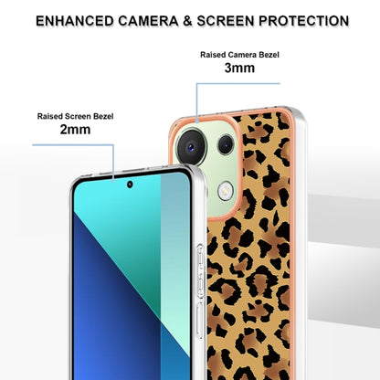 For Xiaomi Redmi Note 13 4G Global Electroplating Marble Dual-side IMD Phone Case(Leopard Print) - Note 13 Cases by PMC Jewellery | Online Shopping South Africa | PMC Jewellery | Buy Now Pay Later Mobicred