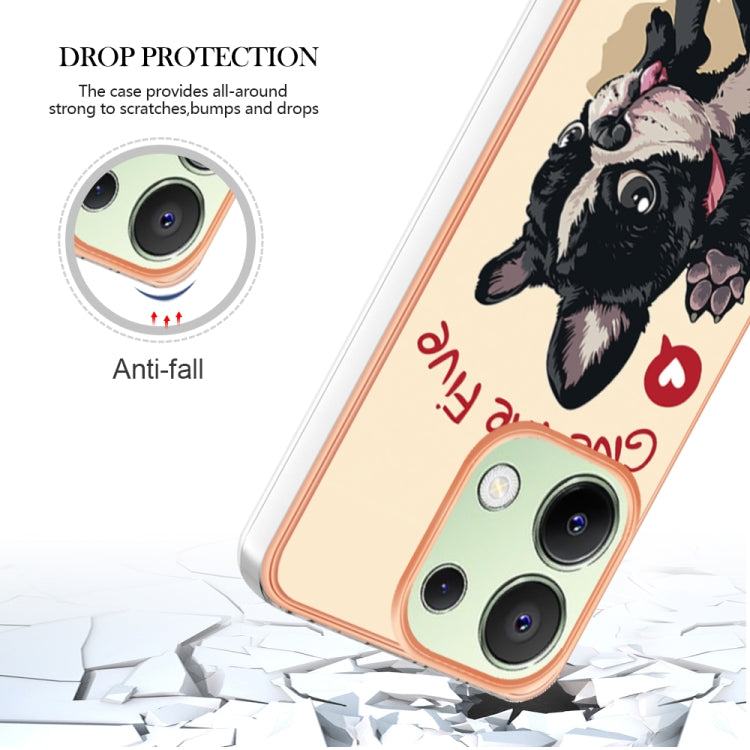 For Xiaomi Redmi Note 13 4G Global Electroplating Marble Dual-side IMD Phone Case(Lucky Dog) - Note 13 Cases by PMC TechLife | Online Shopping South Africa | PMC TechLife | Buy Now Pay Later Mobicred
