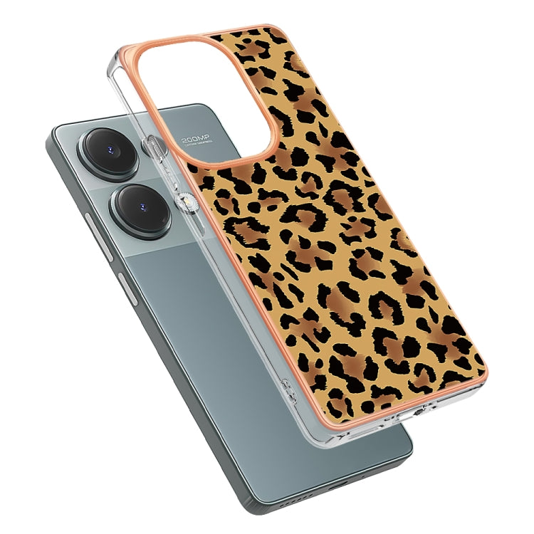 For Xiaomi Redmi Note 13 Pro 4G/Poco M6 Pro 4G Electroplating Marble Dual-side IMD Phone Case(Leopard Print) - Note 13 Pro Cases by PMC Jewellery | Online Shopping South Africa | PMC Jewellery | Buy Now Pay Later Mobicred