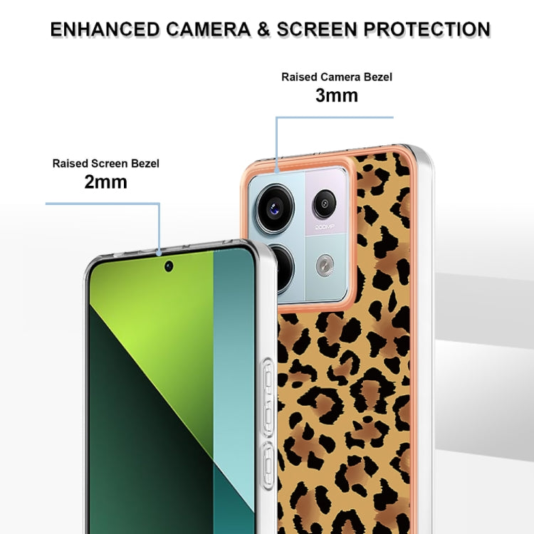 For Xiaomi Redmi Note 13 Pro 5G Global Electroplating Marble Dual-side IMD Phone Case(Leopard Print) - Note 13 Pro Cases by PMC TechLife | Online Shopping South Africa | PMC TechLife | Buy Now Pay Later Mobicred