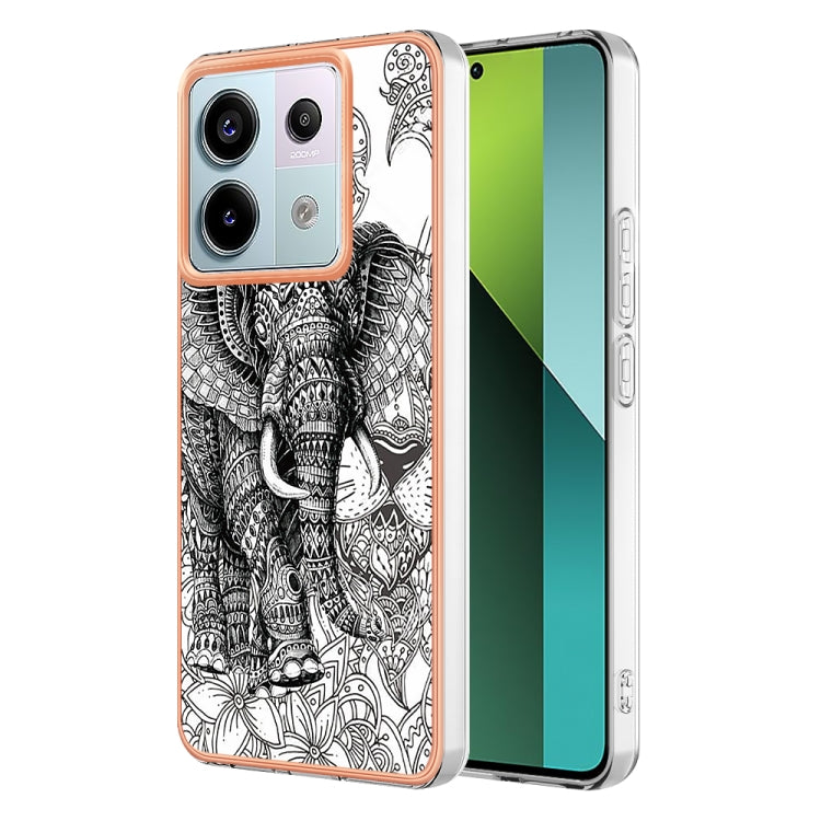 For Xiaomi Redmi Note 13 Pro 5G Global Electroplating Marble Dual-side IMD Phone Case(Totem Elephant) - Note 13 Pro Cases by PMC TechLife | Online Shopping South Africa | PMC TechLife | Buy Now Pay Later Mobicred