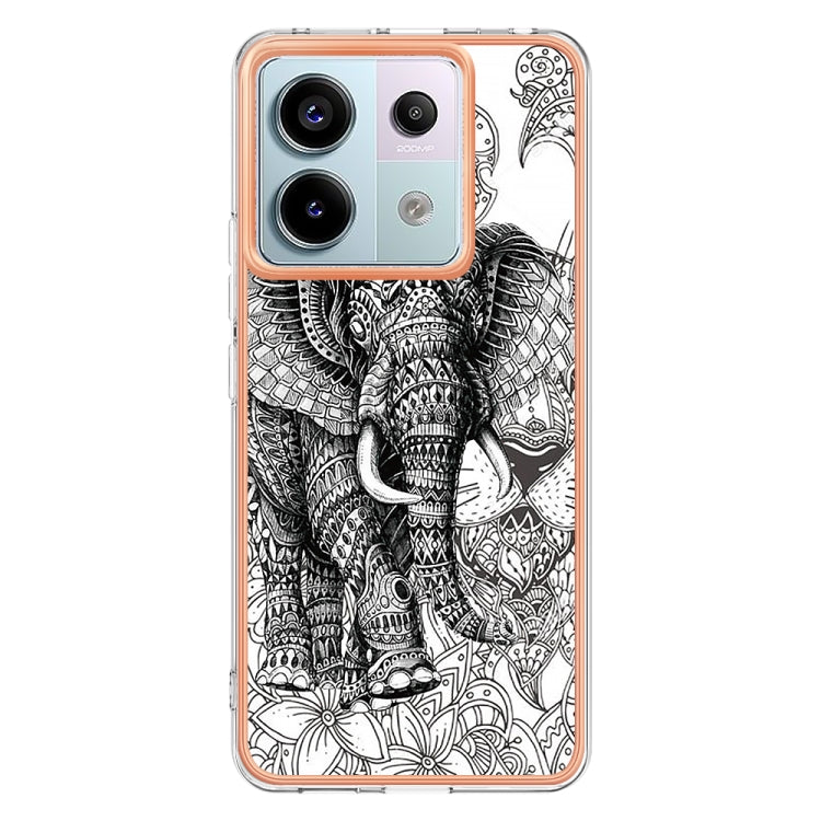 For Xiaomi Redmi Note 13 Pro 5G Global Electroplating Marble Dual-side IMD Phone Case(Totem Elephant) - Note 13 Pro Cases by PMC TechLife | Online Shopping South Africa | PMC TechLife | Buy Now Pay Later Mobicred