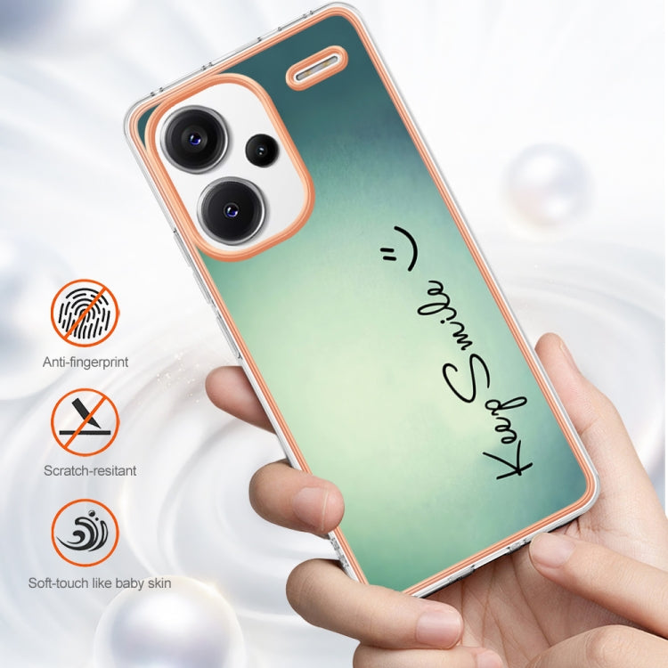 For Xiaomi Redmi Note 13 Pro+ 5G Electroplating Marble Dual-side IMD Phone Case(Smile) - Note 13 Pro+ Cases by PMC TechLife | Online Shopping South Africa | PMC TechLife | Buy Now Pay Later Mobicred