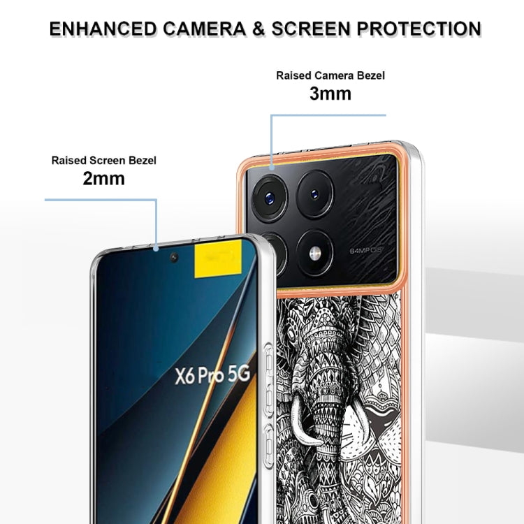 For Xiaomi Poco X6 Pro / Redmi K70E Electroplating Marble Dual-side IMD Phone Case(Totem Elephant) - K70E Cases by PMC TechLife | Online Shopping South Africa | PMC TechLife | Buy Now Pay Later Mobicred