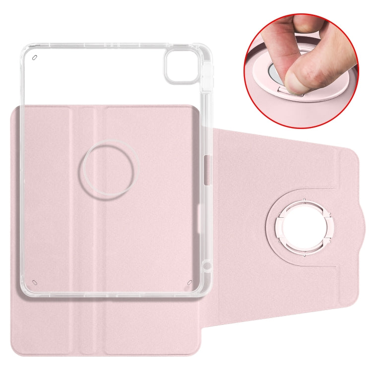 For iPad Air 11 2024 Clear Acrylic 360 Rotation Detachable Leather Tablet Case(Pink) - iPad Air 11 2024 Cases by PMC Jewellery | Online Shopping South Africa | PMC Jewellery | Buy Now Pay Later Mobicred